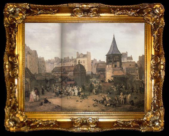 framed  unknow artist gatubild fran 1700 talets paris, ta009-2